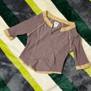 BDG CROP TOP Ribbed Sweater with Tan Trim
